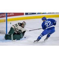 Wichita Thunder forward Michal Stinil shoots vs. the Utah Grizzlies