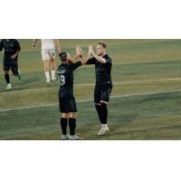 Birmingham Legion FC midfielder Enzo Martinez (left) and forward Tyler Pasher